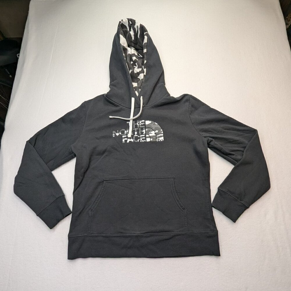 North Face Hoodie (Camo Hood) Size Large Black